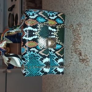 Blue, Orange, Black, White, & Yellow Snake Skin Purses Good For Spring
